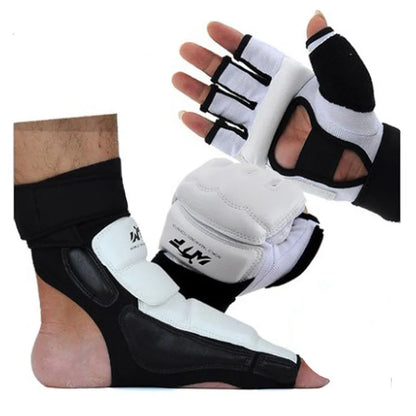 1Set Taekwondo Leather Foot Gloves Sparring Karate Ankle Protector Guard Gear Boxing Martial Arts Sock  Kid