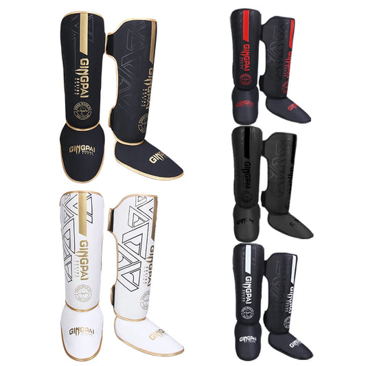 High-Quality PU Leather Boxing Shin Guards Ankle Support Protector MMA Muay Thai Training Leg Warmers Light Kicking Shin Pads