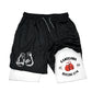 Men's compression gym shorts, boxing printed sports pants, double layered, quick drying, basketball, beach, muscle, fitness