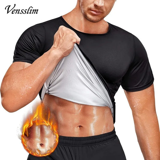 Men Sauna Sweat Vest Heat Trapping Compression Waist Trainer Shirts Gym Sauna Suit Workout Slimming Body Shaper for Weight Loss