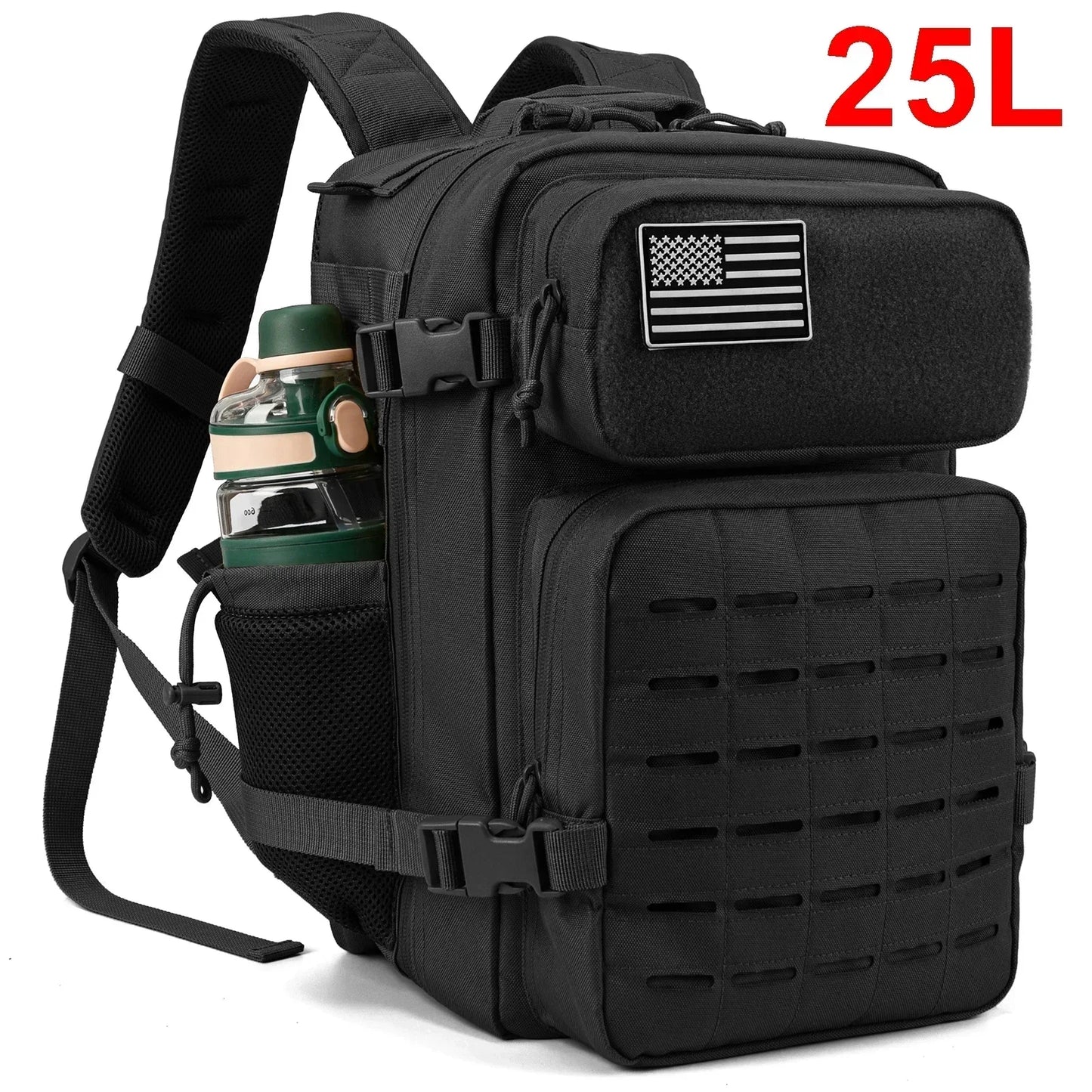 25/45L Women/men Backpack for Tactical Laser Cut Molle heavy duty backpack School Bag Gym Rucksack Treeking with Dual Cup Holder