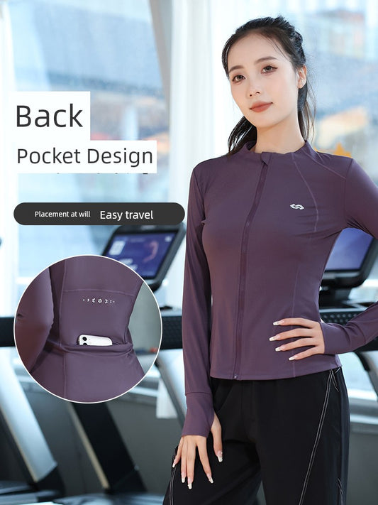 Spring & Fall 2025 New Arrival Sports Outwear Women's Back Pocket Yoga Jacket Silm Skipping Rope Gym Professional Training Wear