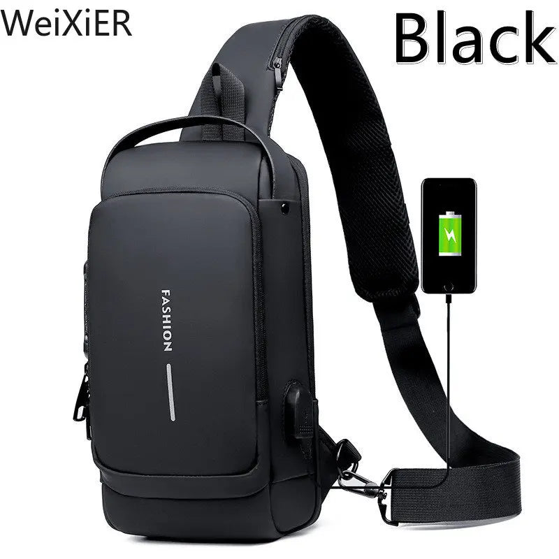 Newest Men Anti Theft Chest Bag Shoulder USB Charging Crossbody Package School Short Trip Messengers Gym Men's Sling Sports Pack