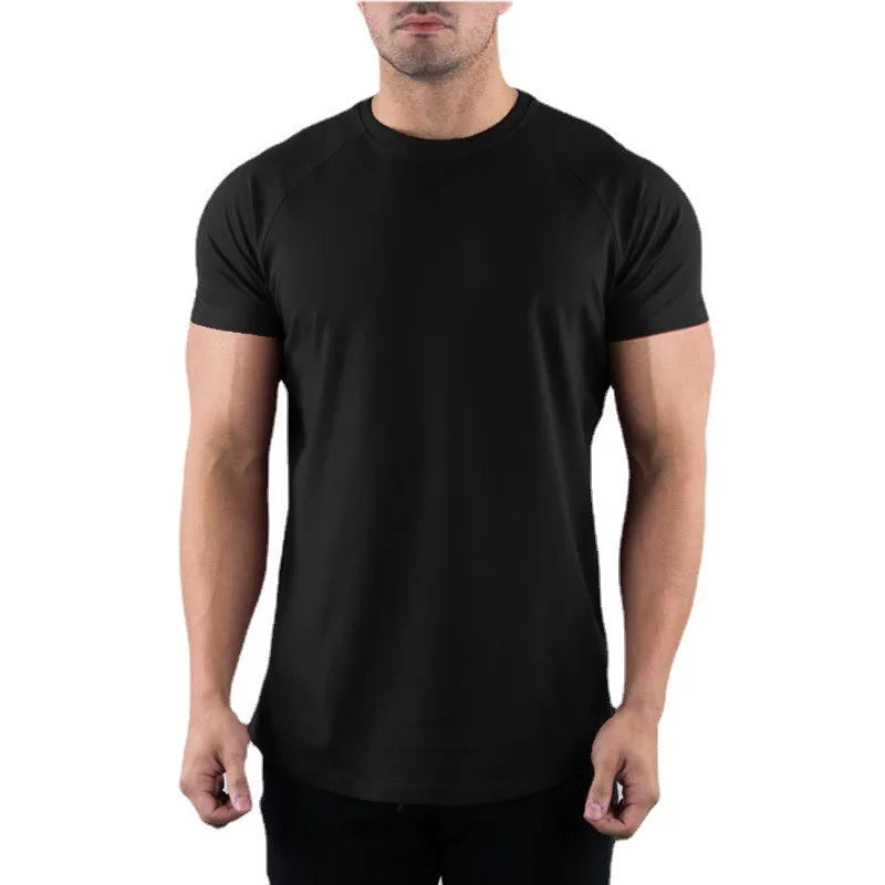 Plain Gym T-shirt Men Summer Fitness Clothing O-Neck Short Sleeve T shirt Cotton Slim Fit Tshirt Bodybuilding Workout Tees Tops