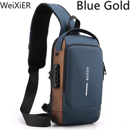 Newest Men Anti Theft Chest Bag Shoulder USB Charging Crossbody Package School Short Trip Messengers Gym Men's Sling Sports Pack