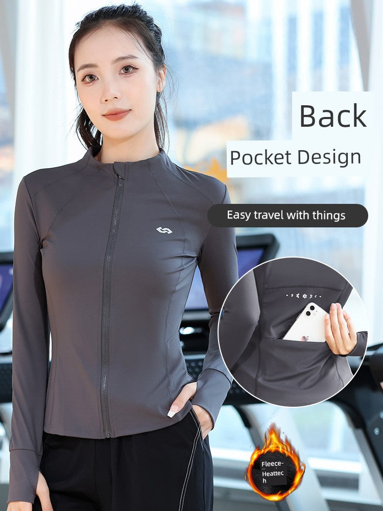 Spring & Fall 2025 New Arrival Sports Outwear Women's Back Pocket Yoga Jacket Silm Skipping Rope Gym Professional Training Wear