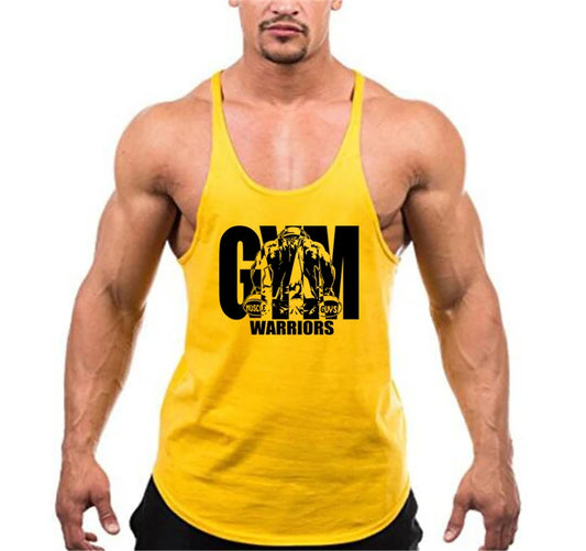 Men's Fitness Bodybuilding Tank Tops Brand Gym Sportswear Cotton Breathable Workout Muscle Vests Summer Sleeveless Y Back Shirt