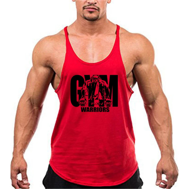 Men's Fitness Bodybuilding Tank Tops Brand Gym Sportswear Cotton Breathable Workout Muscle Vests Summer Sleeveless Y Back Shirt