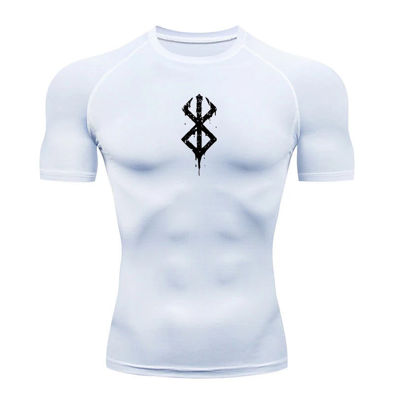 Men's Print Compression Shirts Summer Short Sleeve Rash Guard Gym Workout T-shirt Athletic Quick Dry Baselayer Undershirts Tops