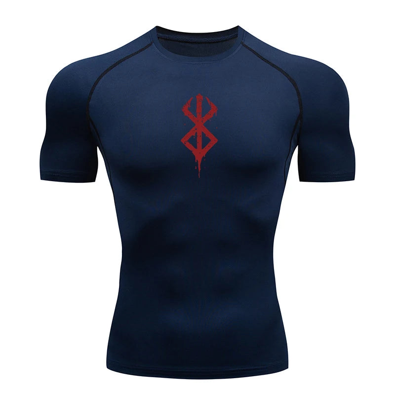 Men's Print Compression Shirts Summer Short Sleeve Rash Guard Gym Workout T-shirt Athletic Quick Dry Baselayer Undershirts Tops