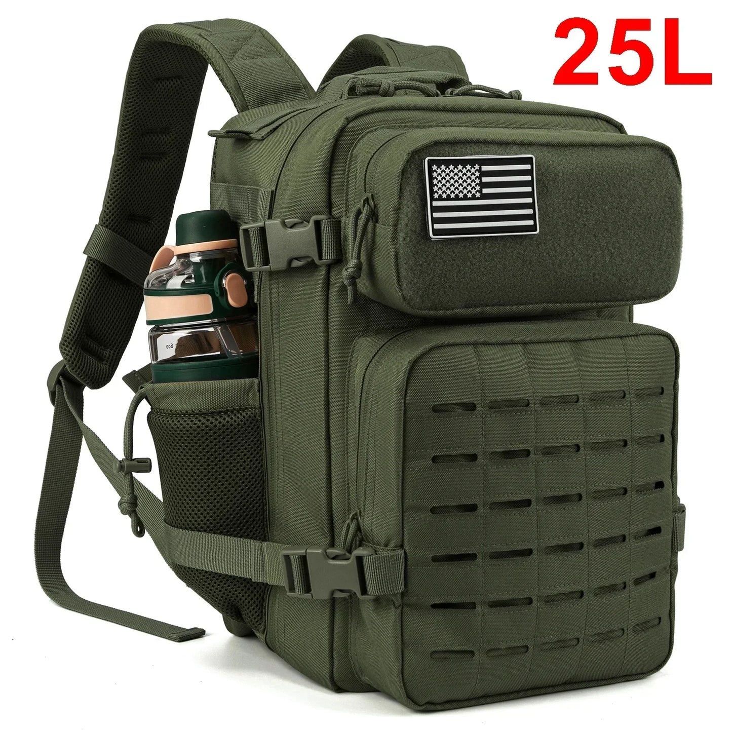 25/45L Women/men Backpack for Tactical Laser Cut Molle heavy duty backpack School Bag Gym Rucksack Treeking with Dual Cup Holder