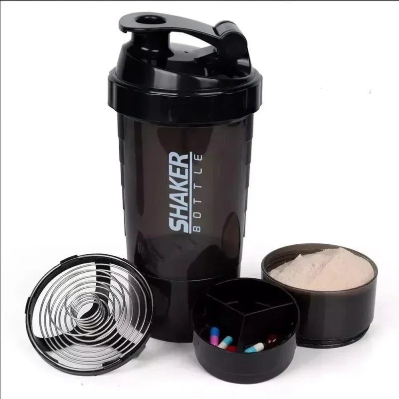 3 Layers Shaker Protein Bottle Powder Shake Cup Large Capacity Water Bottle Mixing Cup Body Building Exercise Mixing Bottle