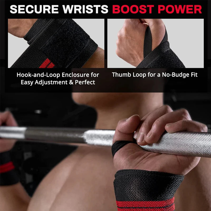 Wrist Support Wristband 1 Pair Brace Straps Extra Strength Working Out Weight Lifting Wrist Wraps Bandage Fitness Gym Training