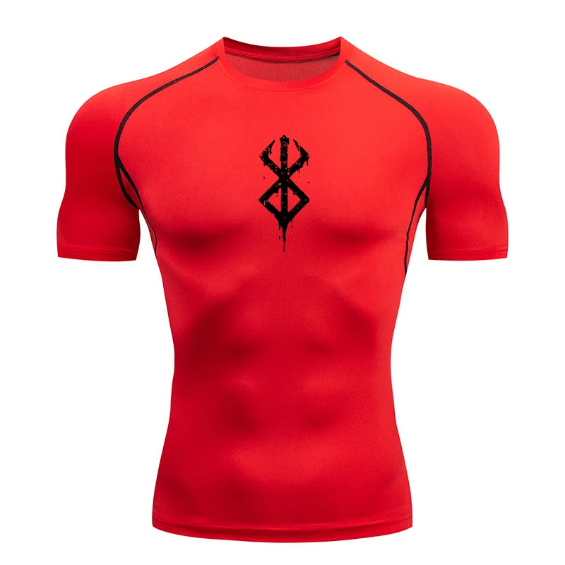 Men's Print Compression Shirts Summer Short Sleeve Rash Guard Gym Workout T-shirt Athletic Quick Dry Baselayer Undershirts Tops