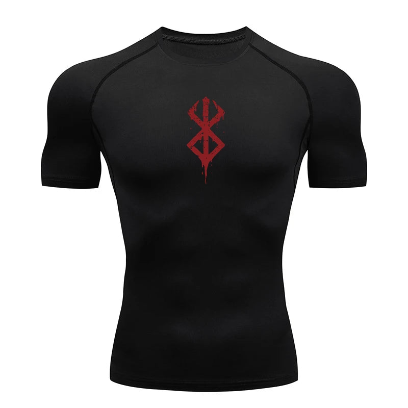 Men's Print Compression Shirts Summer Short Sleeve Rash Guard Gym Workout T-shirt Athletic Quick Dry Baselayer Undershirts Tops