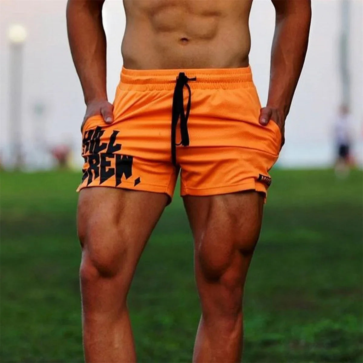 Bodybuilding Shorts Men Summer Running Sport Gym Fitness Breathable Mesh Bermuda Boxing Training Male Quick Dry  Beach Pants