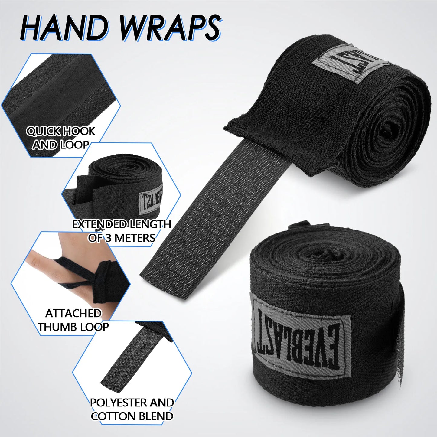 Cotton Boxing Bandages  Soft & Elastic Hand Wraps for Sanda, Muay Thai, Karate - Protects Fists Wrists & Enhances Fitness