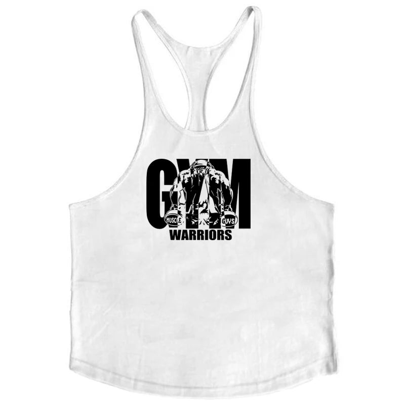 Men's Fitness Bodybuilding Tank Tops Brand Gym Sportswear Cotton Breathable Workout Muscle Vests Summer Sleeveless Y Back Shirt