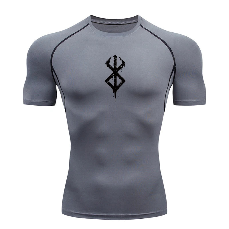 Men's Print Compression Shirts Summer Short Sleeve Rash Guard Gym Workout T-shirt Athletic Quick Dry Baselayer Undershirts Tops