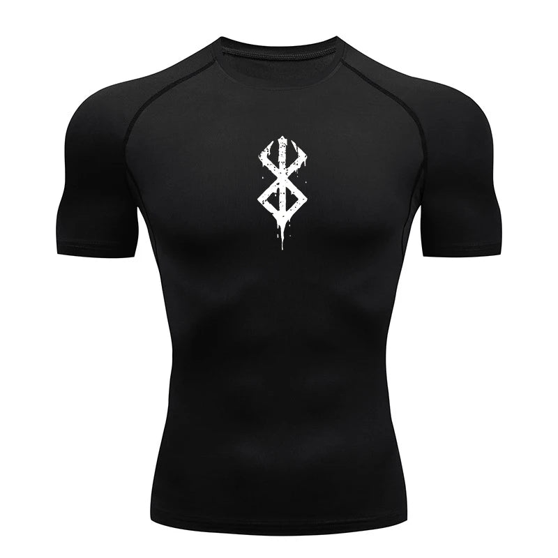 Men's Print Compression Shirts Summer Short Sleeve Rash Guard Gym Workout T-shirt Athletic Quick Dry Baselayer Undershirts Tops