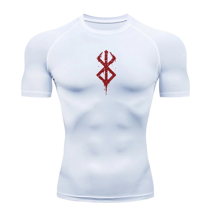 Men's Print Compression Shirts Summer Short Sleeve Rash Guard Gym Workout T-shirt Athletic Quick Dry Baselayer Undershirts Tops