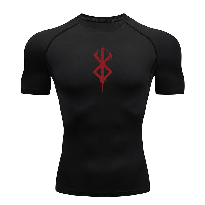 Men's Print Compression Shirts Summer Short Sleeve Rash Guard Gym Workout T-shirt Athletic Quick Dry Baselayer Undershirts Tops