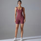 New V Back Scrunch Sports Jumpsuit Women Gym Rompers Sleeveless Sportswear Bodysuits Women Casual One-Piece Suit Yoga Clothing