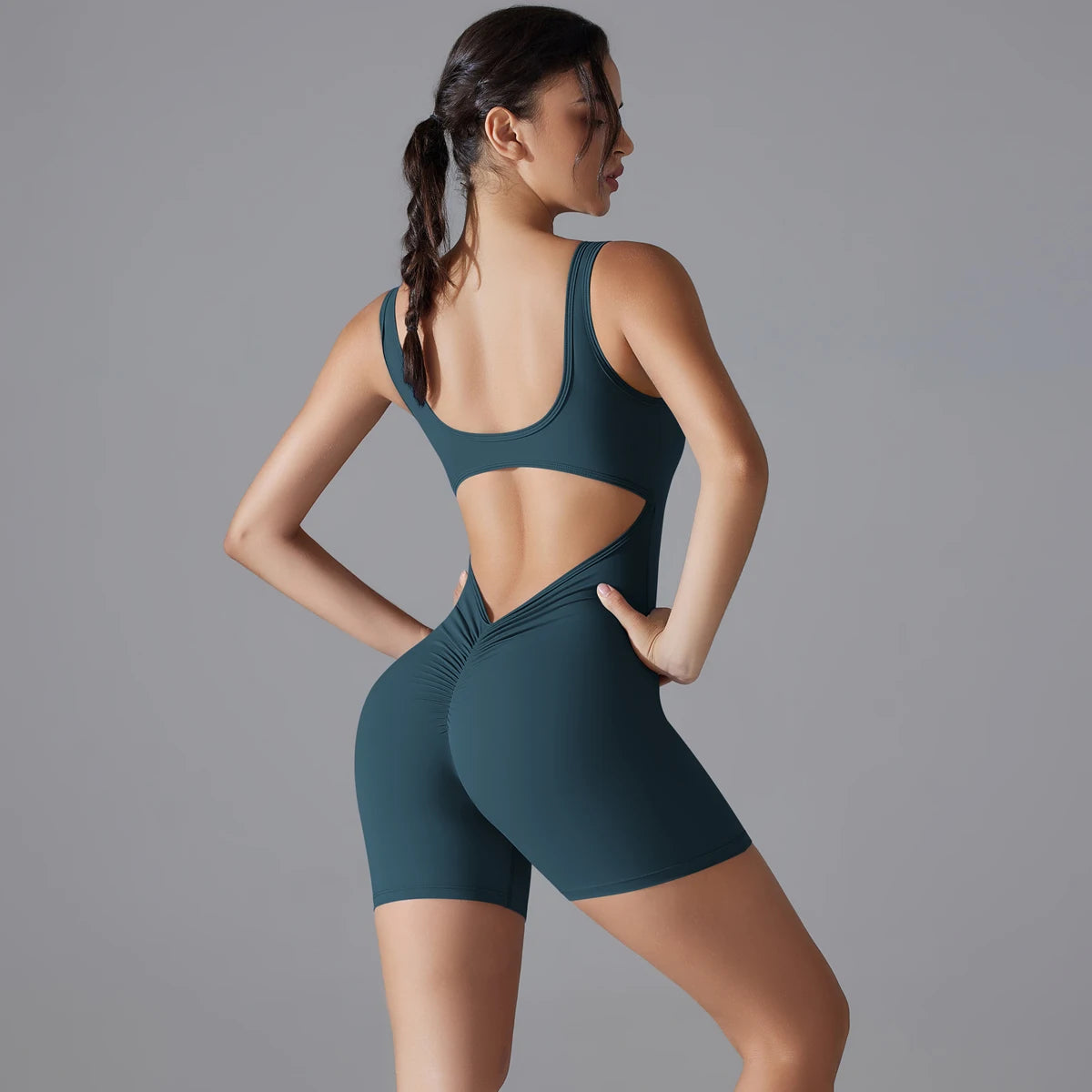 New V Back Scrunch Sports Jumpsuit Women Gym Rompers Sleeveless Sportswear Bodysuits Women Casual One-Piece Suit Yoga Clothing