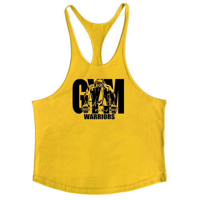 Men's Fitness Bodybuilding Tank Tops Brand Gym Sportswear Cotton Breathable Workout Muscle Vests Summer Sleeveless Y Back Shirt