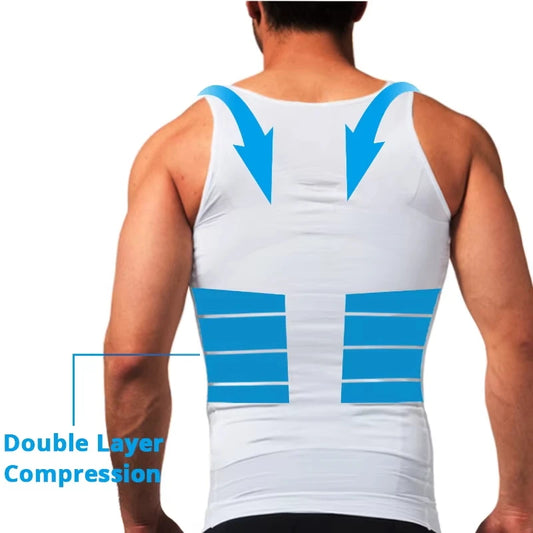 Men's Compression Body Shaper Tank Top, Slimming Vest Abs Abdomen Slim Gym Workout Tummy Control Compression Tank Top Shapewear